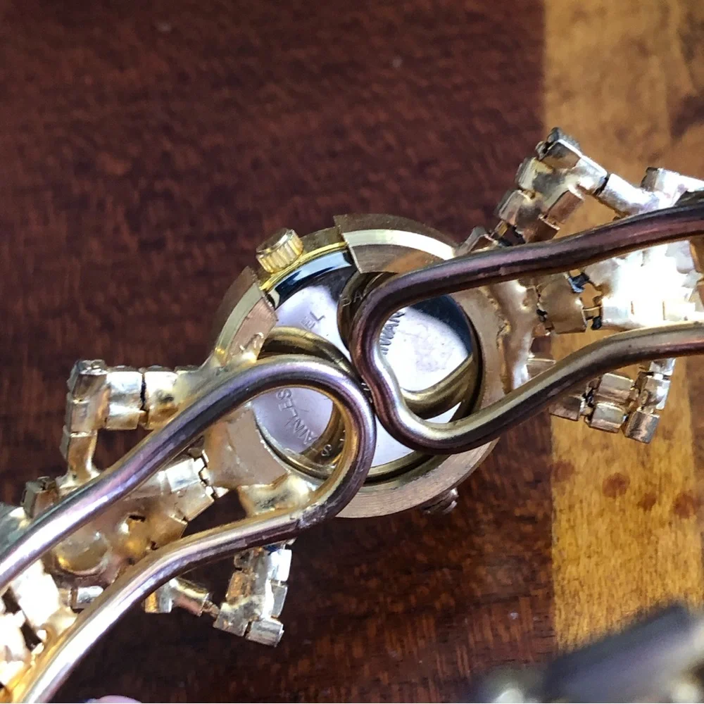 Repurposed handmade bling watch clamp bracelet recycled salvaged reuse